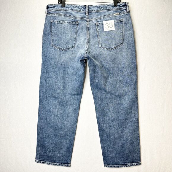 Kancan Jeans Womens 33 16W Straight Blue Denim Light Wash Distressed 90s NEW - Picture 2 of 9